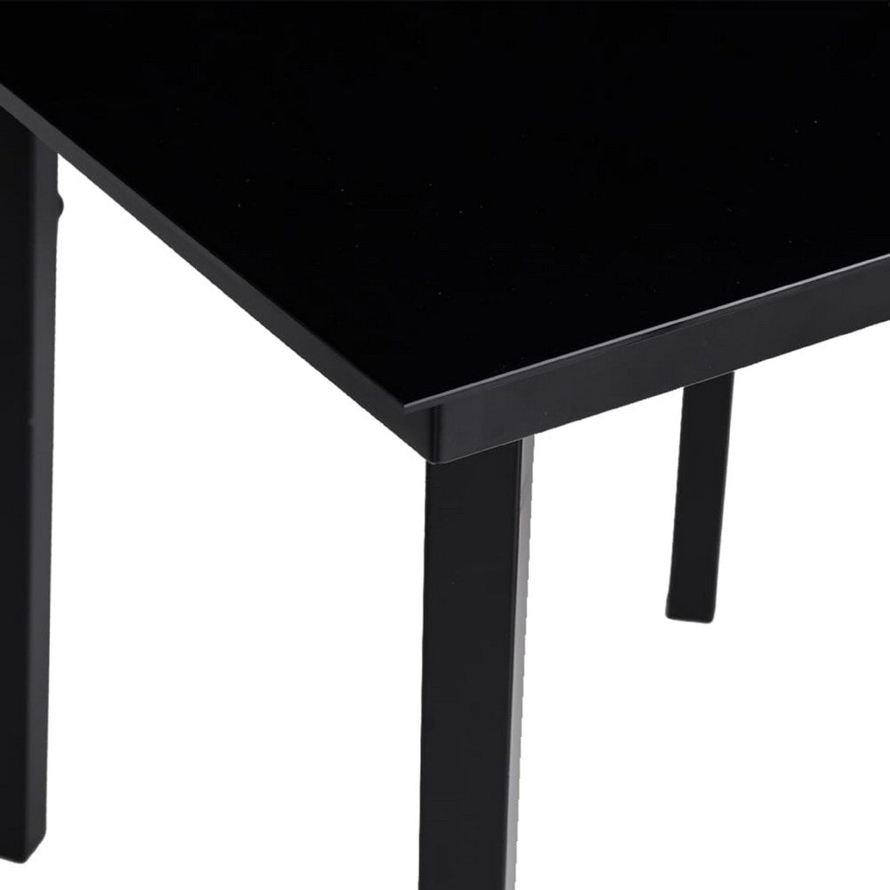 Viene Garden Outdoor Dining Table | Black Powder Coated Steel | 55" Glass Top