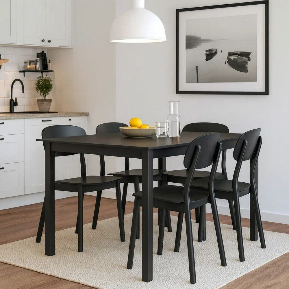 Viene Garden Outdoor Dining Table | Black Powder Coated Steel | 55" Glass Top