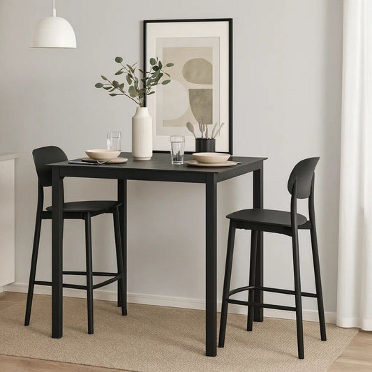 Viene Garden Outdoor Dining Table | Black Powder Coated Steel | 55" Glass Top