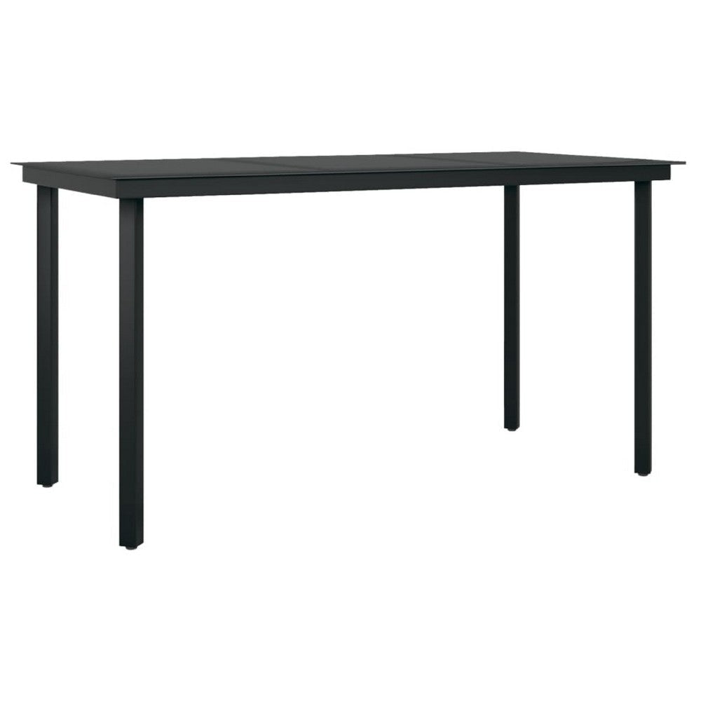 Viene Garden Outdoor Dining Table | Black Powder Coated Steel | 55" Glass Top