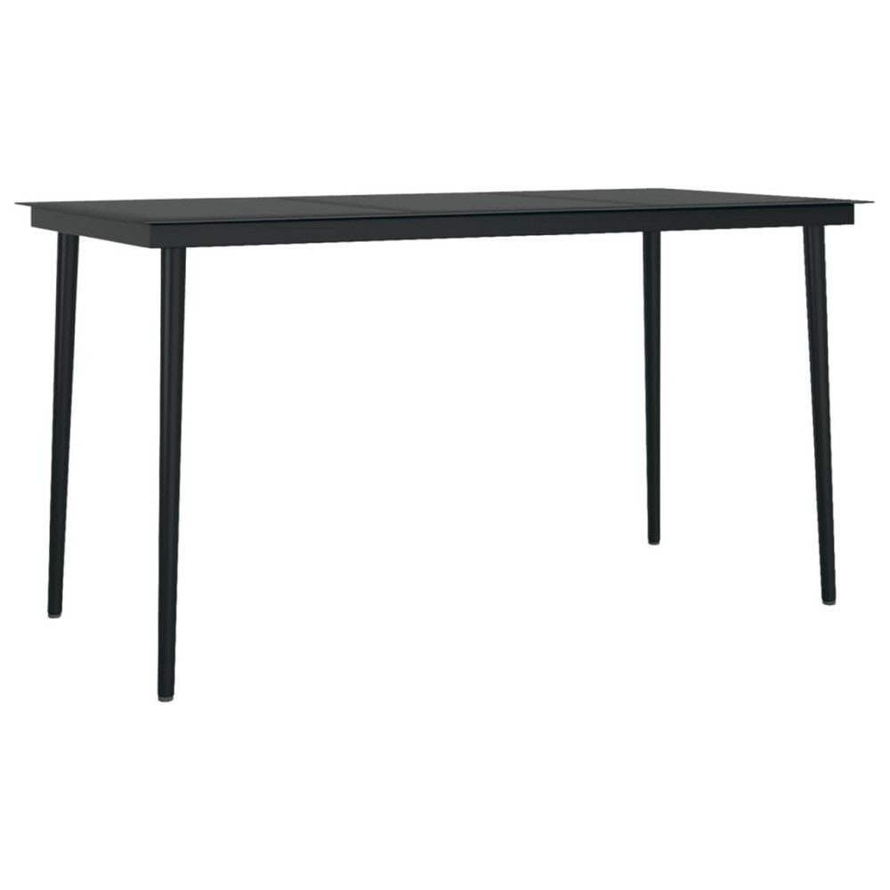Viene Garden Outdoor Dining Table | Black Powder Coated Steel | 55" Glass Top