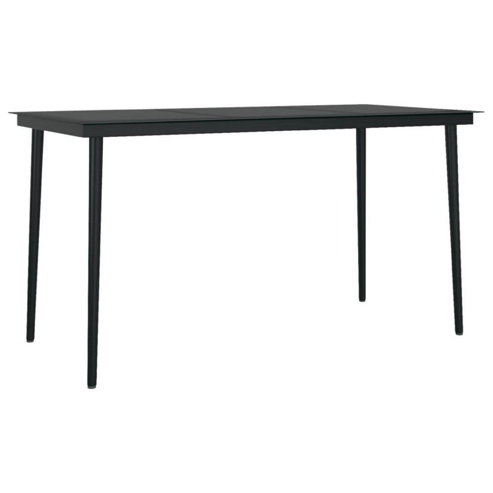 Viene Garden Outdoor Dining Table | Black Powder Coated Steel | 55" Glass Top