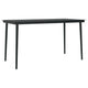 Viene Garden Outdoor Dining Table | Black Powder Coated Steel | 55" Glass Top