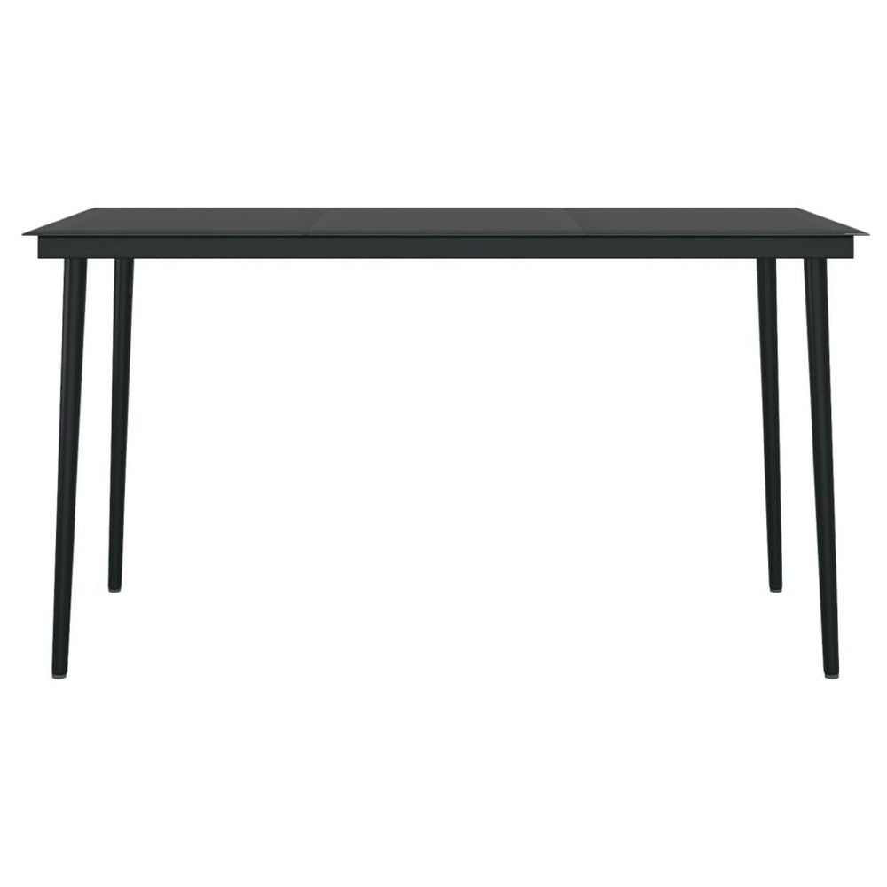 Viene Garden Outdoor Dining Table | Black Powder Coated Steel | 55" Glass Top