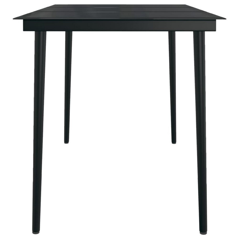 Viene Garden Outdoor Dining Table | Black Powder Coated Steel | 55" Glass Top
