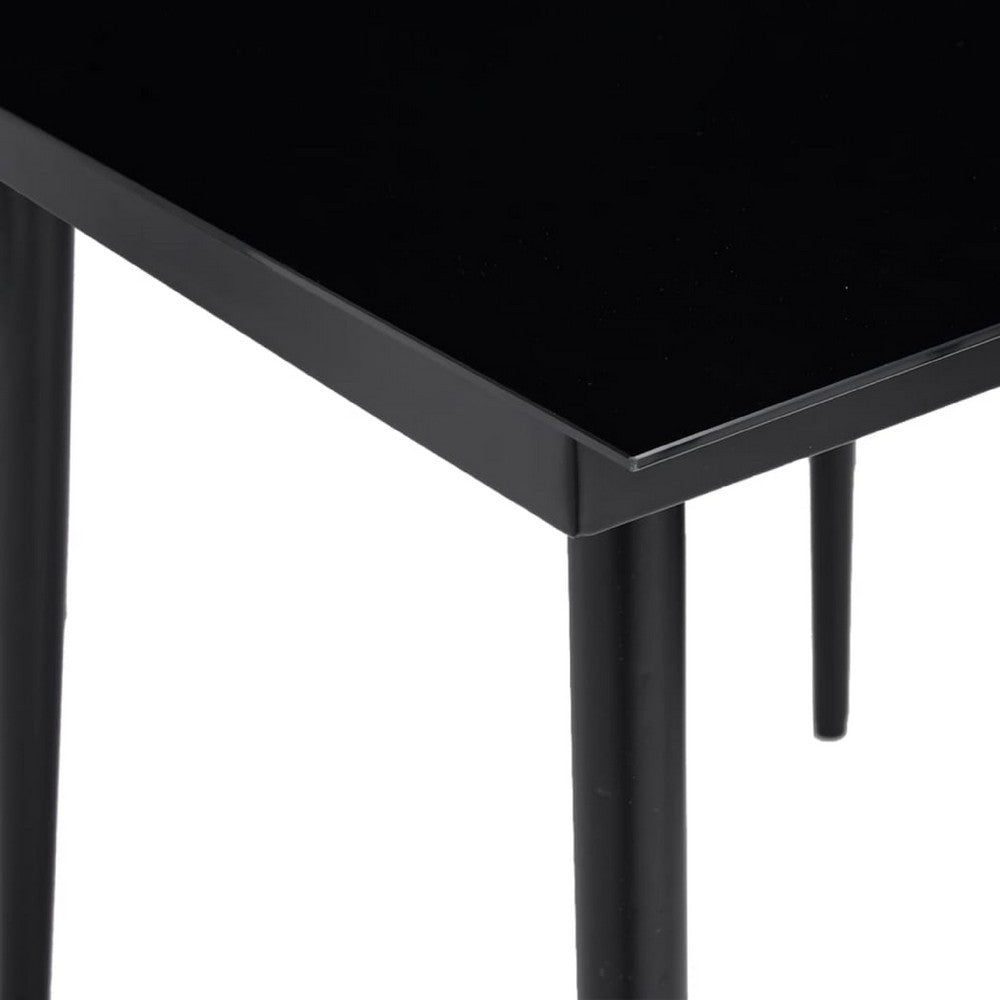 Viene Garden Outdoor Dining Table | Black Powder Coated Steel | 55" Glass Top