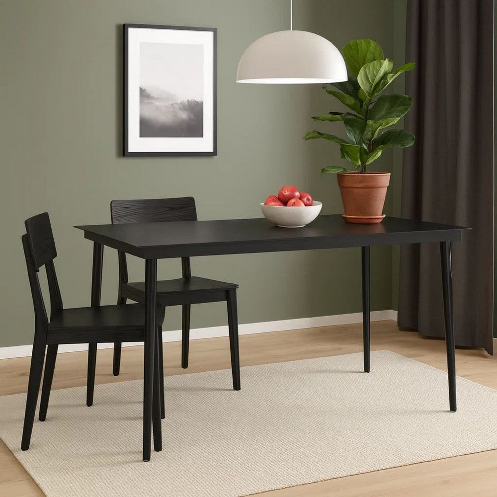 Viene Garden Outdoor Dining Table | Black Powder Coated Steel | 55" Glass Top