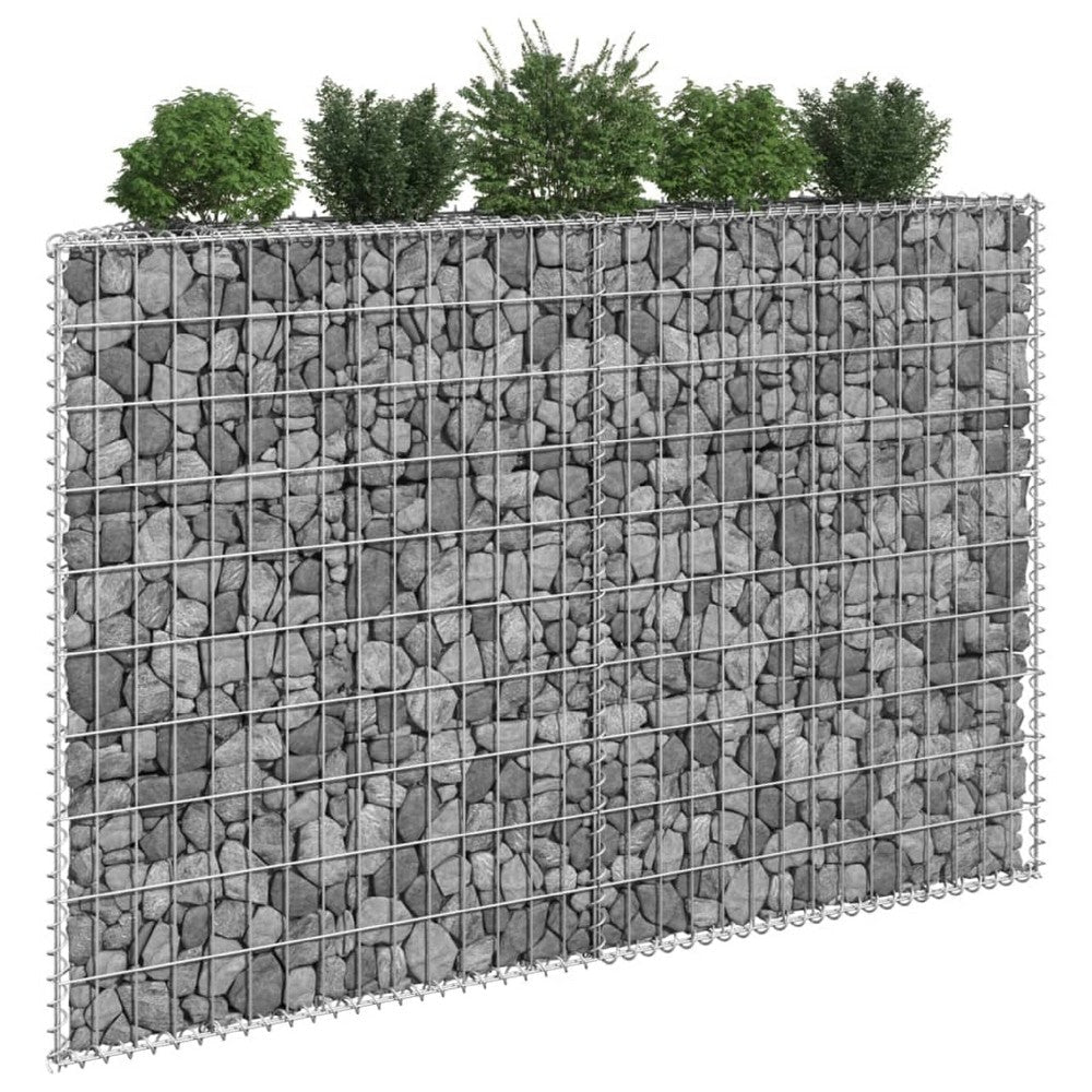 Gabion Raised Flower Bed Planter | Angled Geometric Silver Steel | 59"