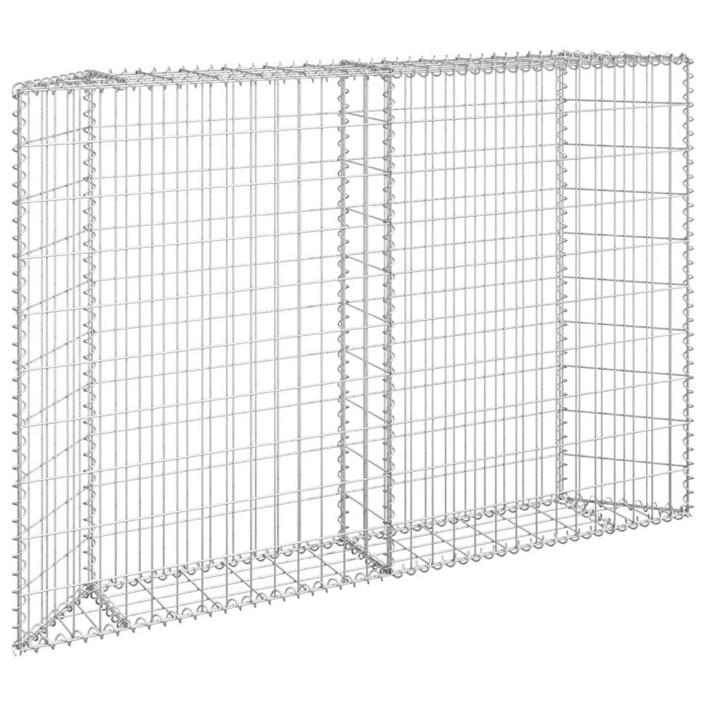 Gabion Raised Flower Bed Planter | Angled Geometric Silver Steel | 59’’ BM340515