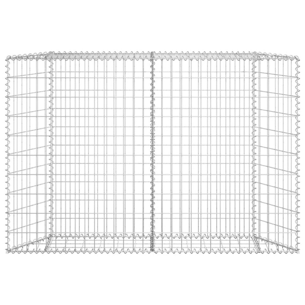 Gabion Raised Flower Bed Planter | Angled Geometric Silver Steel | 59’’ BM340515