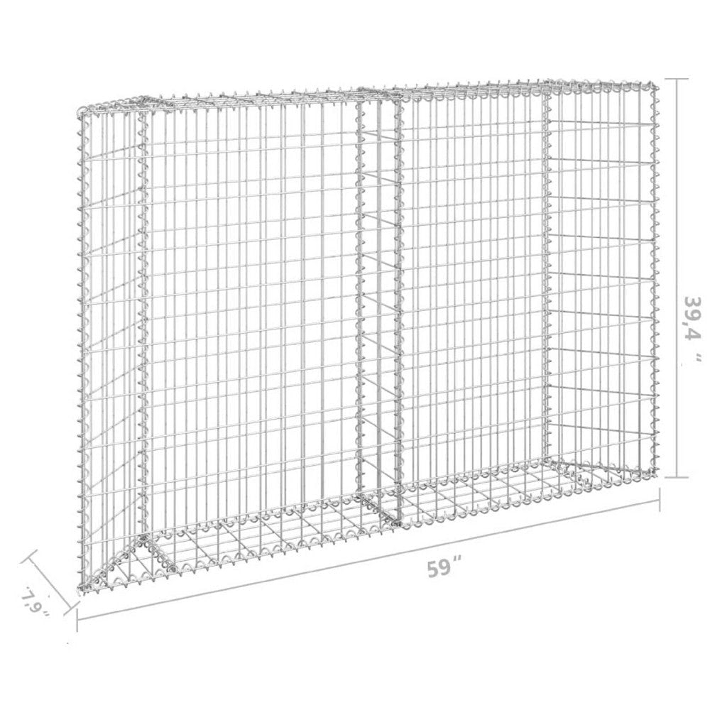 Gabion Raised Flower Bed Planter | Angled Geometric Silver Steel | 59’’ BM340515