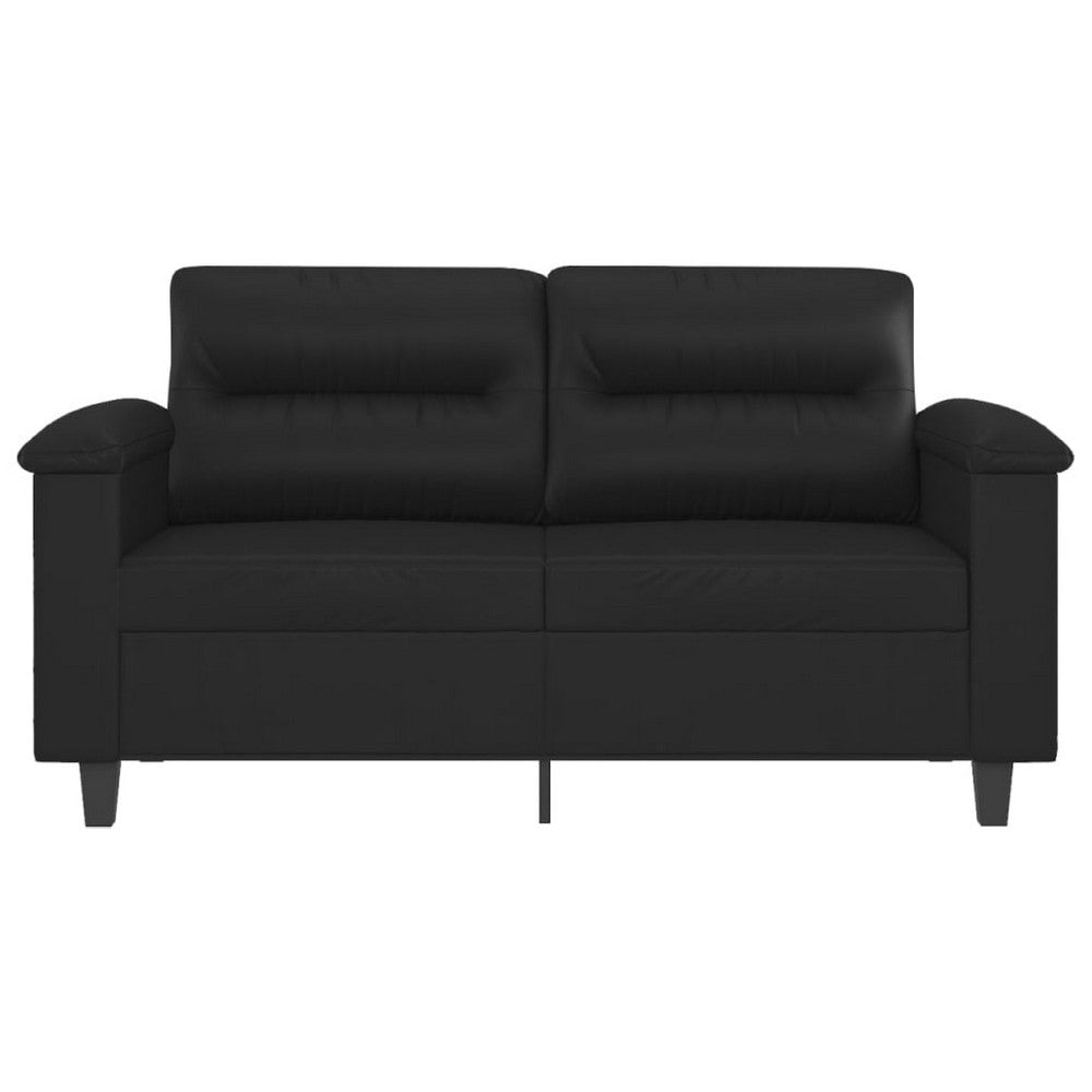 2 Seater Sofa | Black Faux Leather | Tufted Cushions | Steel | 59’’ BM340516