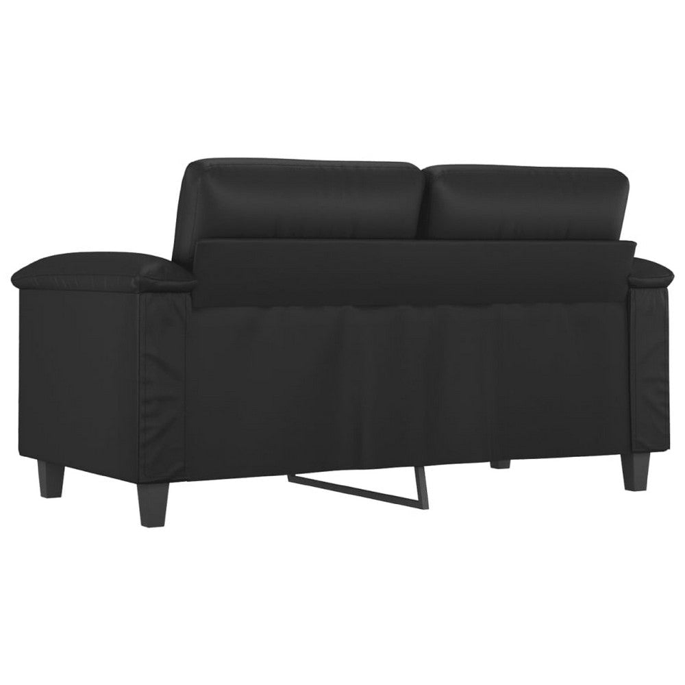 2 Seater Sofa | Black Faux Leather | Tufted Cushions | Steel | 59’’ BM340516