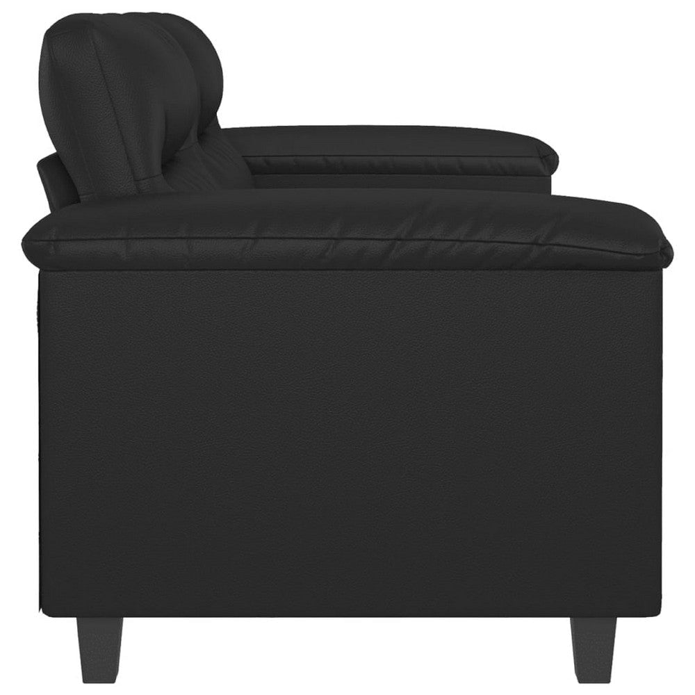 2 Seater Sofa | Black Faux Leather | Tufted Cushions | Steel | 59’’ BM340516