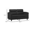 2 Seater Sofa | Black Faux Leather | Tufted Cushions | Steel | 59’’ BM340516