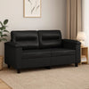 2 Seater Sofa | Black Faux Leather | Tufted Cushions | Steel | 59"