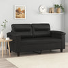 2 Seater Sofa | Black Faux Leather | Tufted Cushions | Steel | 59"