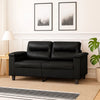 2 Seater Sofa | Black Faux Leather | Tufted Cushions | Steel | 59"