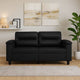 2 Seater Sofa | Black Faux Leather | Tufted Cushions | Steel | 59"