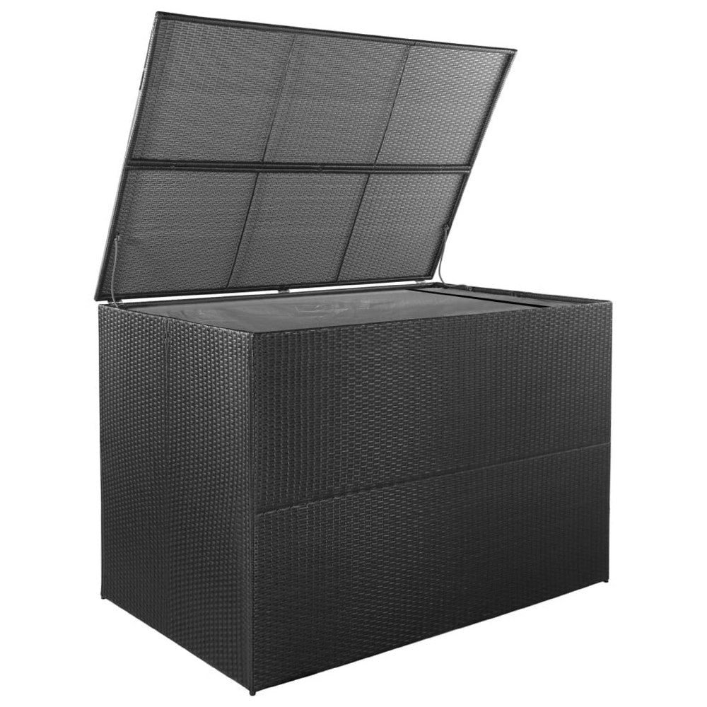 Outdoor Storage Box | Black Poly Rattan | Powder-Coated Steel | 59’’ BM340517