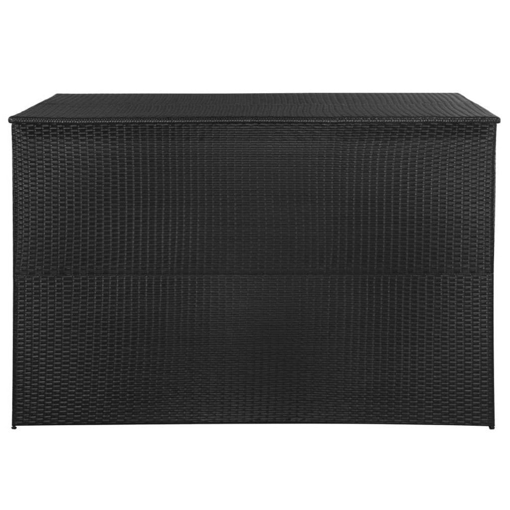 Outdoor Storage Box | Black Poly Rattan | Powder-Coated Steel | 59’’ BM340517