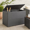 Outdoor Storage Box | Black Poly Rattan | Powder-Coated Steel | 59"