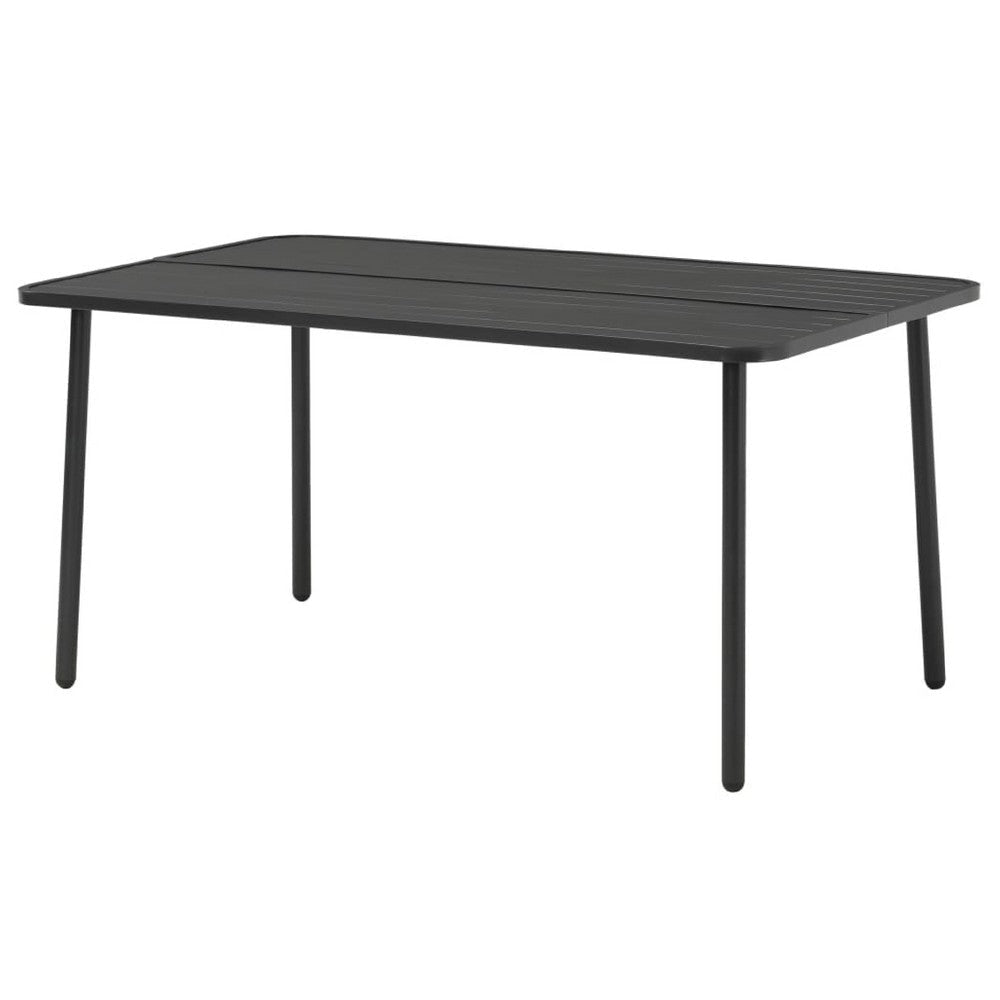 Outdoor Dining Table | Gray Powder-Coated Steel | Rectangular 59’’ Top BM340518