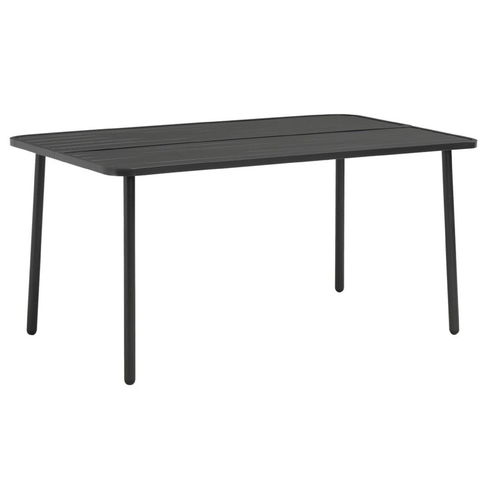Outdoor Dining Table | Gray Powder-Coated Steel | Rectangular 59" Top