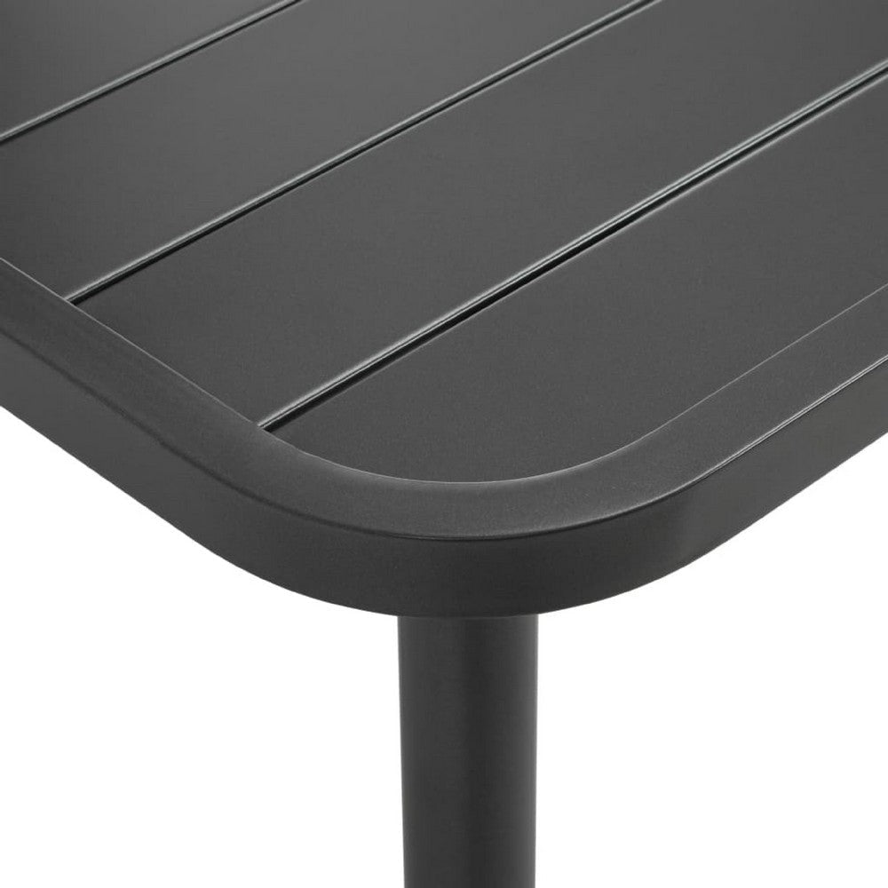 Outdoor Dining Table | Gray Powder-Coated Steel | Rectangular 59’’ Top BM340518