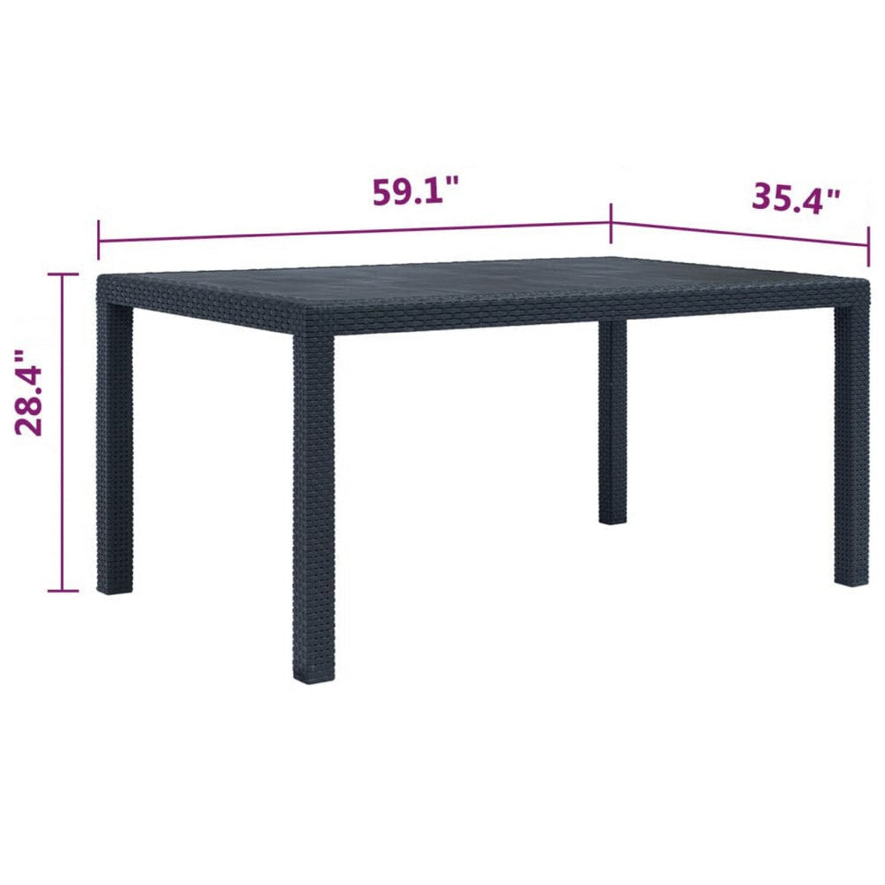 Garden Dining Table | UV & Water-Resistant | Anthracite Gray Finish | 59’’ BM340519