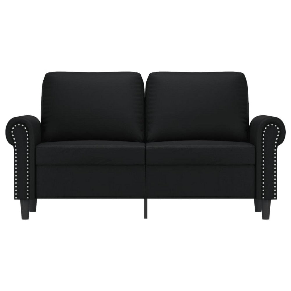 2 Seater Sofa | Nailhead Trim Black Faux Leather Cushions | 60’’ BM340520