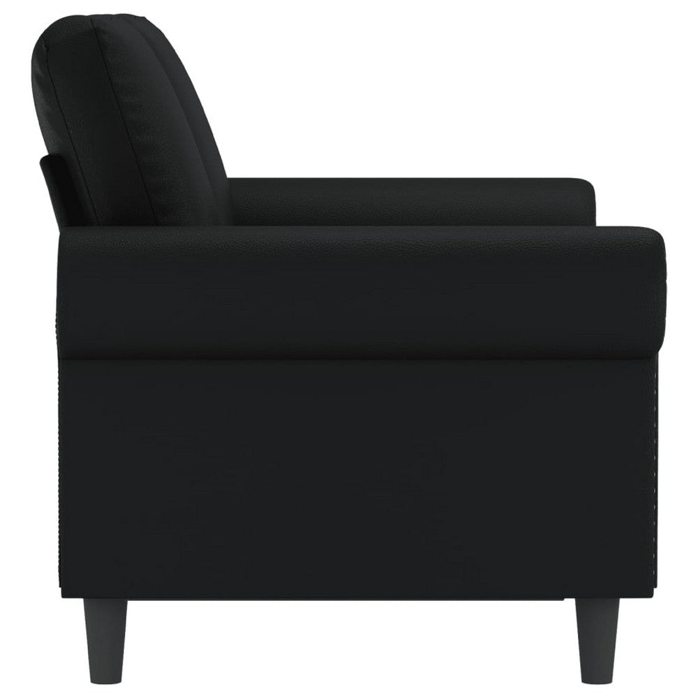 2 Seater Sofa | Nailhead Trim Black Faux Leather Cushions | 60’’ BM340520