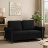 2 Seater Sofa | Nailhead Trim Black Faux Leather Cushions | 60"