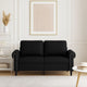 2 Seater Sofa | Nailhead Trim Black Faux Leather Cushions | 60"