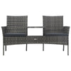 Garden Bench w Center Tea Table | Anthracite Gray Wicker Rattan | 60’’ BM340521