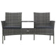 Garden Bench w Center Tea Table | Anthracite Gray Wicker Rattan | 60’’ BM340521