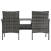 Garden Bench w Center Tea Table | Anthracite Gray Wicker Rattan | 60’’ BM340521