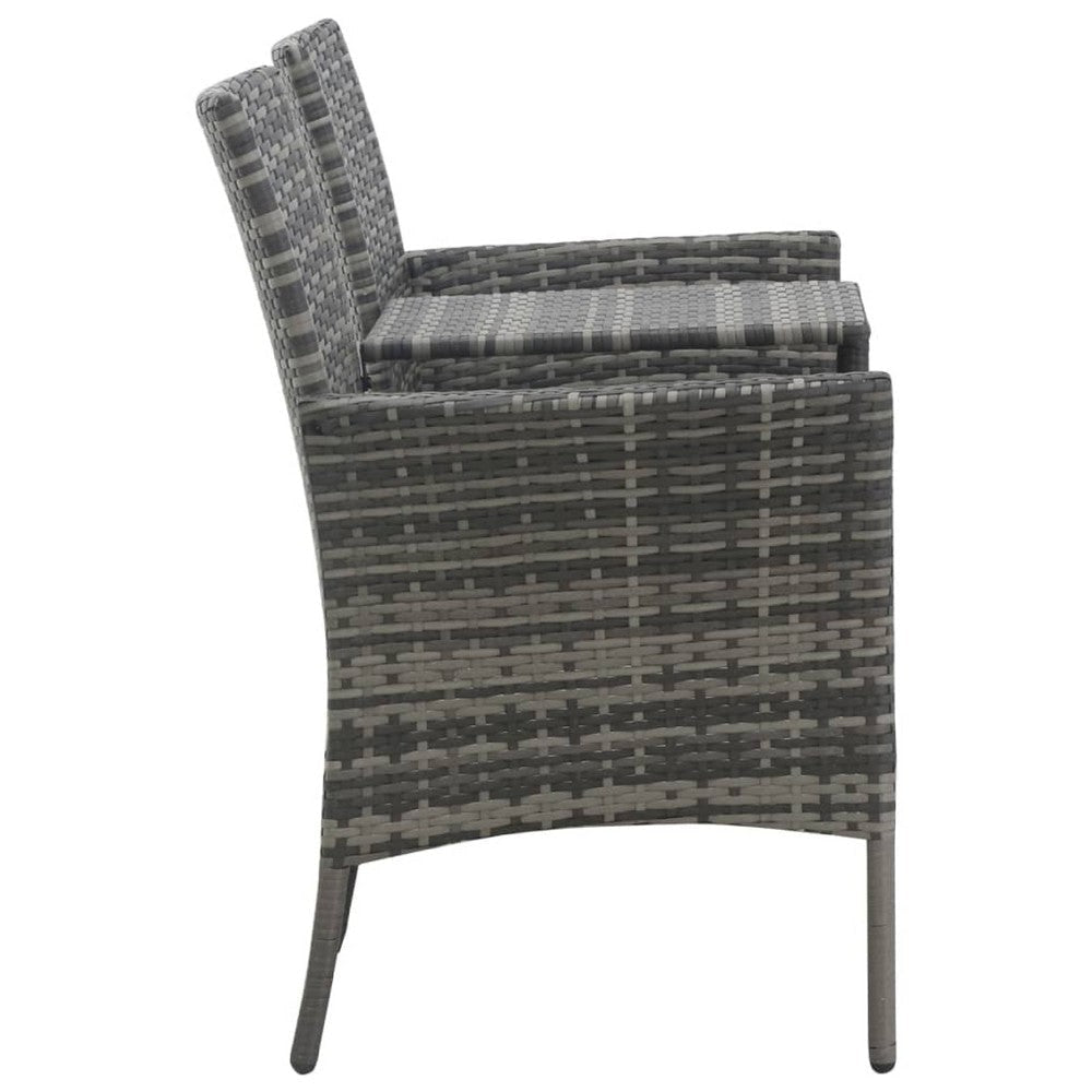 Garden Bench w Center Tea Table | Anthracite Gray Wicker Rattan | 60’’ BM340521