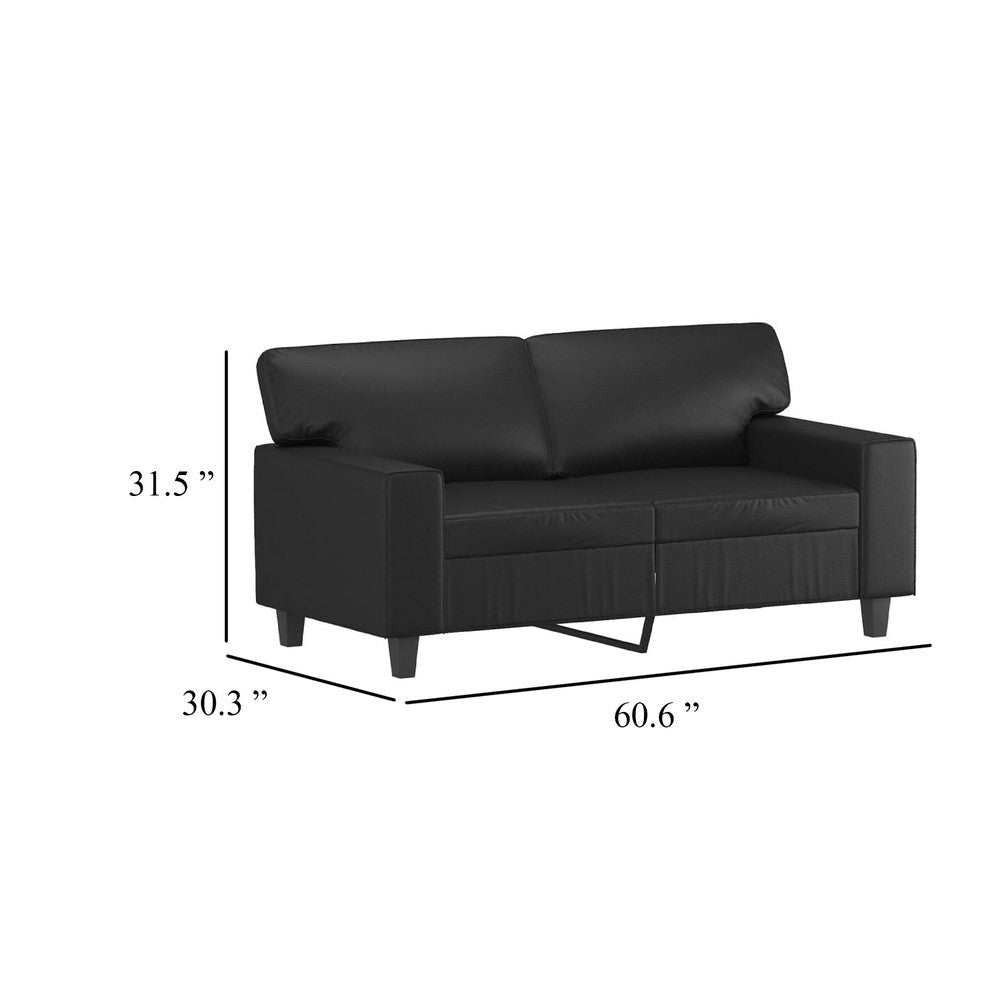 Living Room Sofa | Black Faux Leather Cushions | 61’’ 2 Seater BM340522