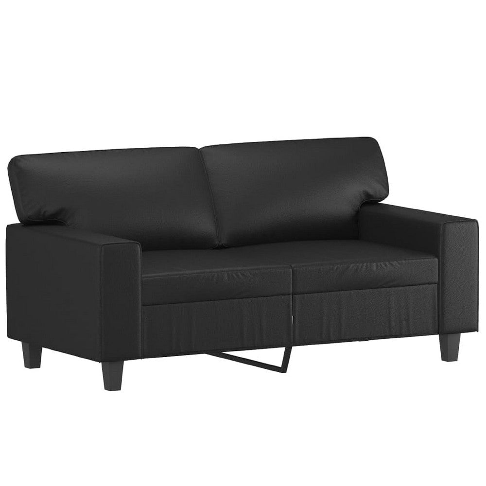 Living Room Sofa | Black Faux Leather Cushions | 61" 2 Seater