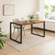 Rezza Dining Table | 63" Brown Solid Mango Wood Top | Black Steel