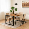 Rezza Dining Table | 63" Brown Solid Mango Wood Top | Black Steel