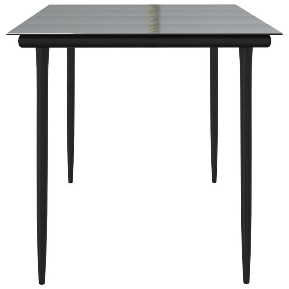 Lizza Outdoor Dining Table | 63’’ Tempered Glass | Black Steel BM340524