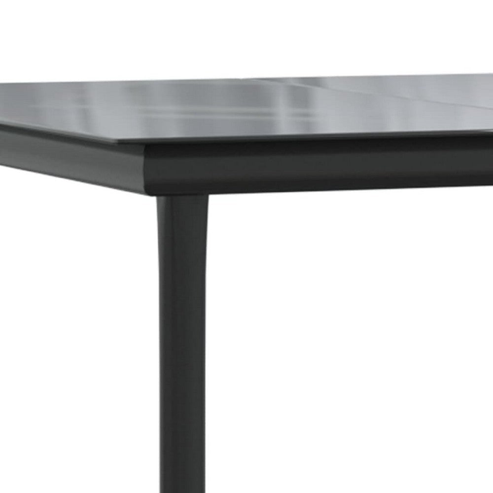 Lizza Outdoor Dining Table | 63’’ Tempered Glass | Black Steel BM340524