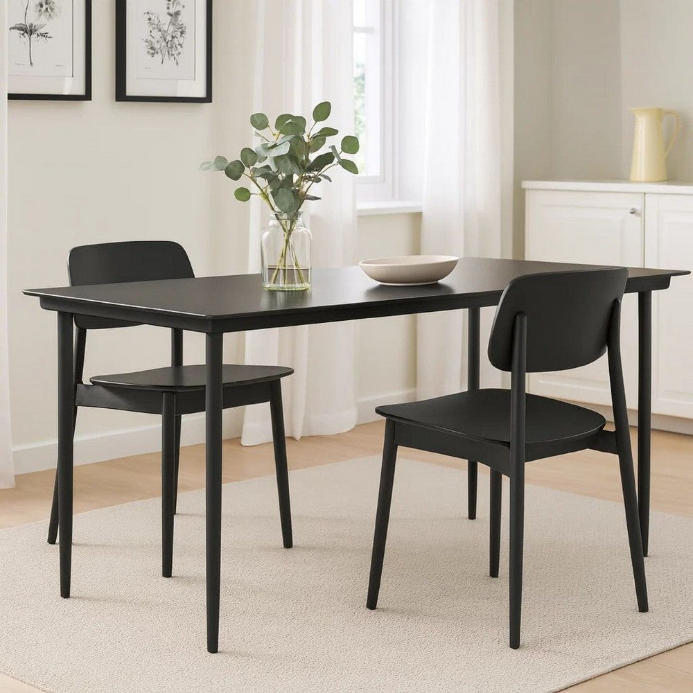 Lizza Outdoor Dining Table | 63" Tempered Glass | Black Steel