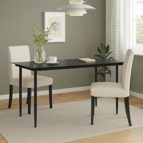 Lizza Outdoor Dining Table | 63" Tempered Glass | Black Steel