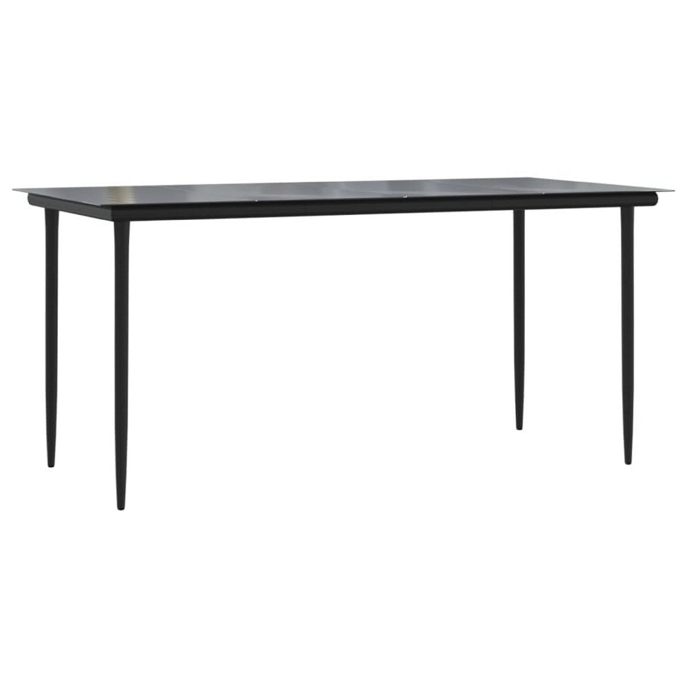 Lizza Outdoor Dining Table | 63" Tempered Glass | Black Steel