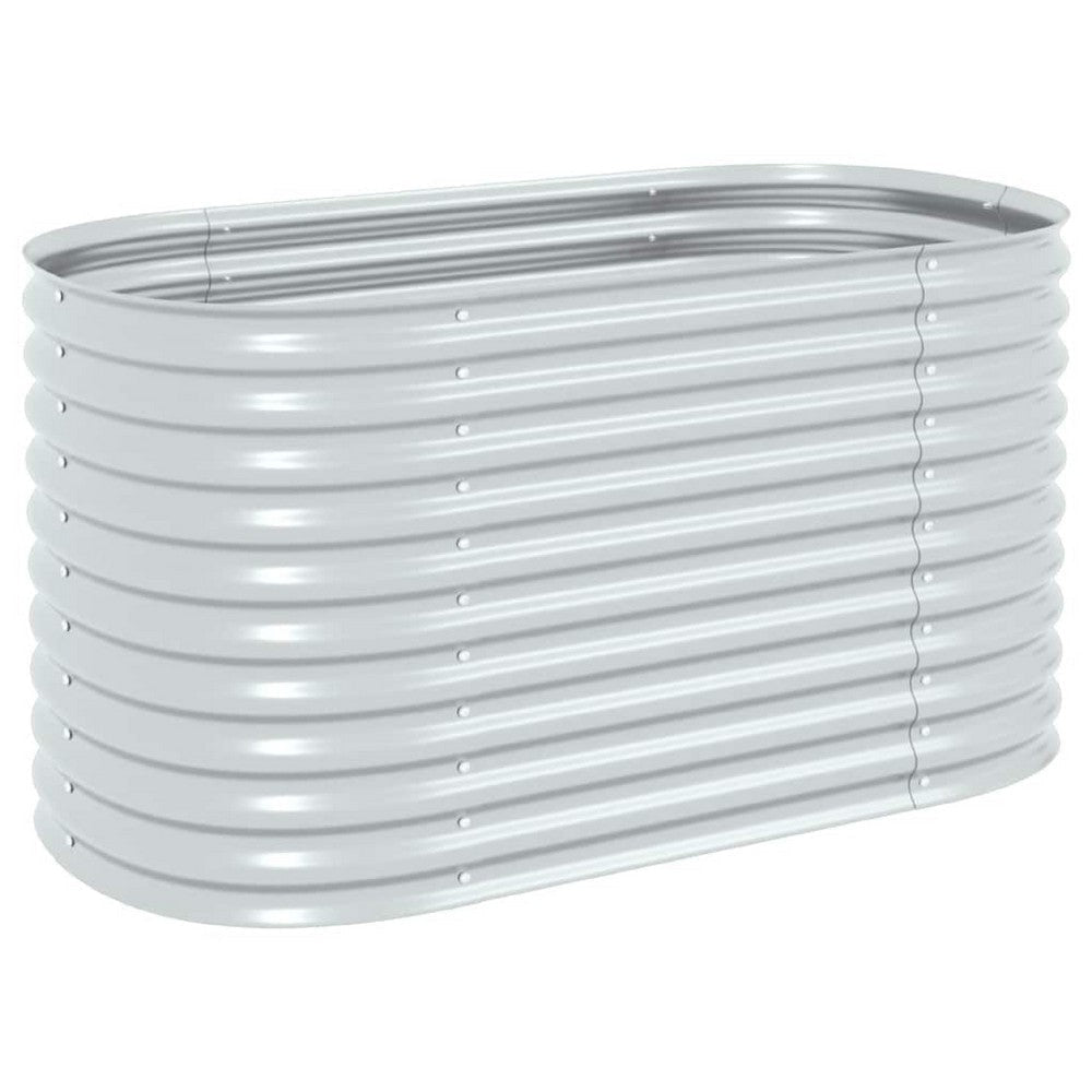 Eline Outdoor Raised Garden Bed | Silver Steel | Ribbed Design | 63"