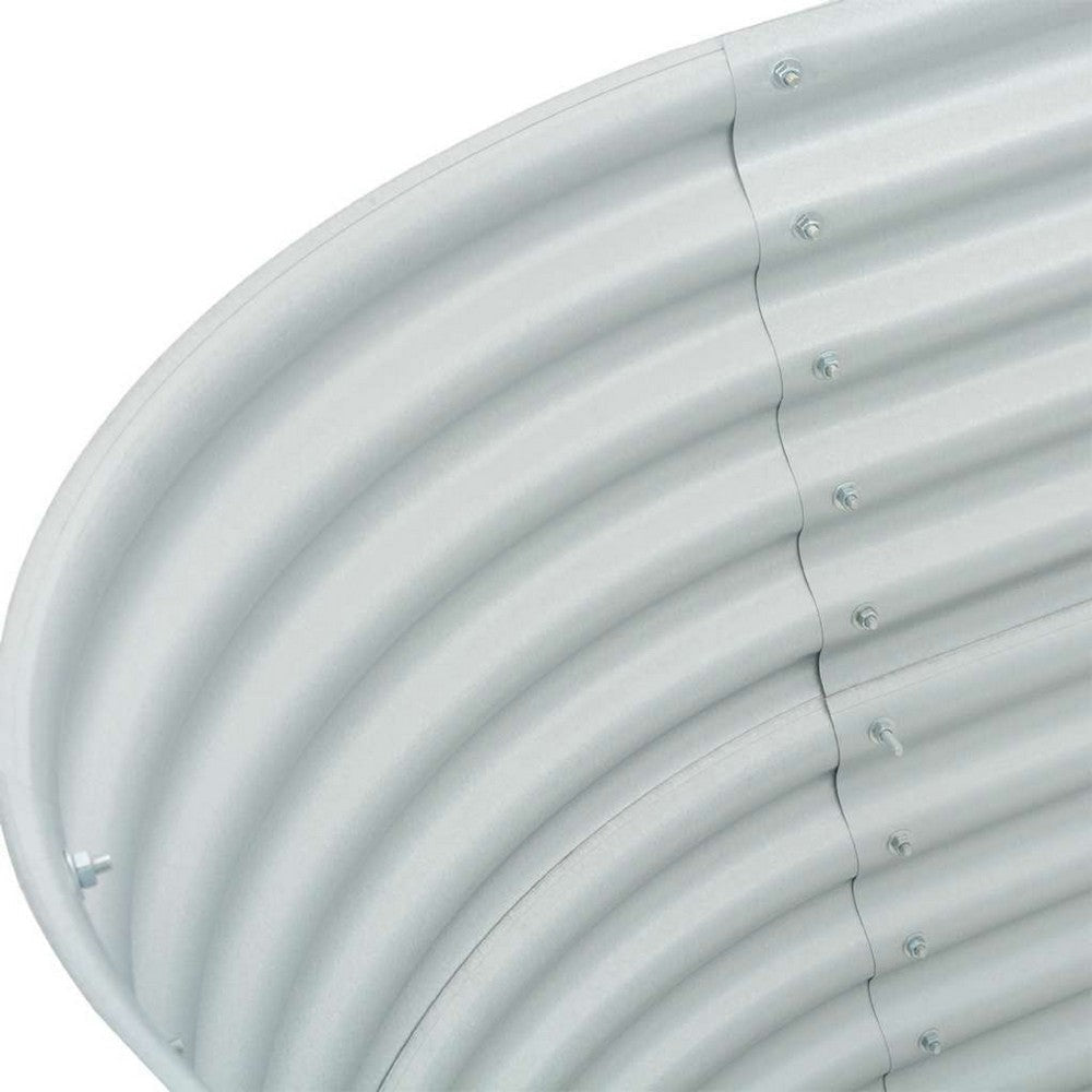 Eline Outdoor Raised Garden Bed | Silver Steel | Ribbed Design | 63’’ BM340525