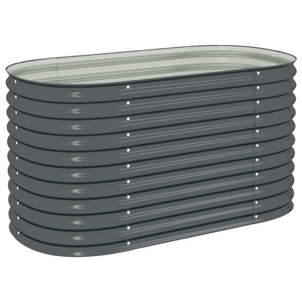 Eline Outdoor Raised Garden Bed | Gray Steel | Ribbed Design | 63"